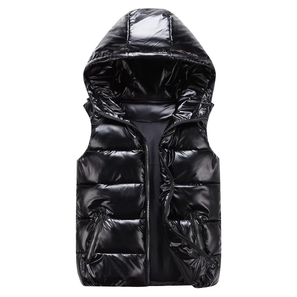 Chaleco Clásico con Capucha Hombre/Mujer/Niño Chaleco de Algodón Brillante con Capucha Chaleco Casual Chaqueta sin Mangas para Hombre Abrigos Cálidos Sombrero