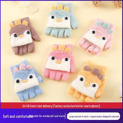 Niedliche Winter-Halbfingerhandschuhe für Kinder: Warm, Verdickt für Jungen & Mädchen, Ideal für Grundschüler.