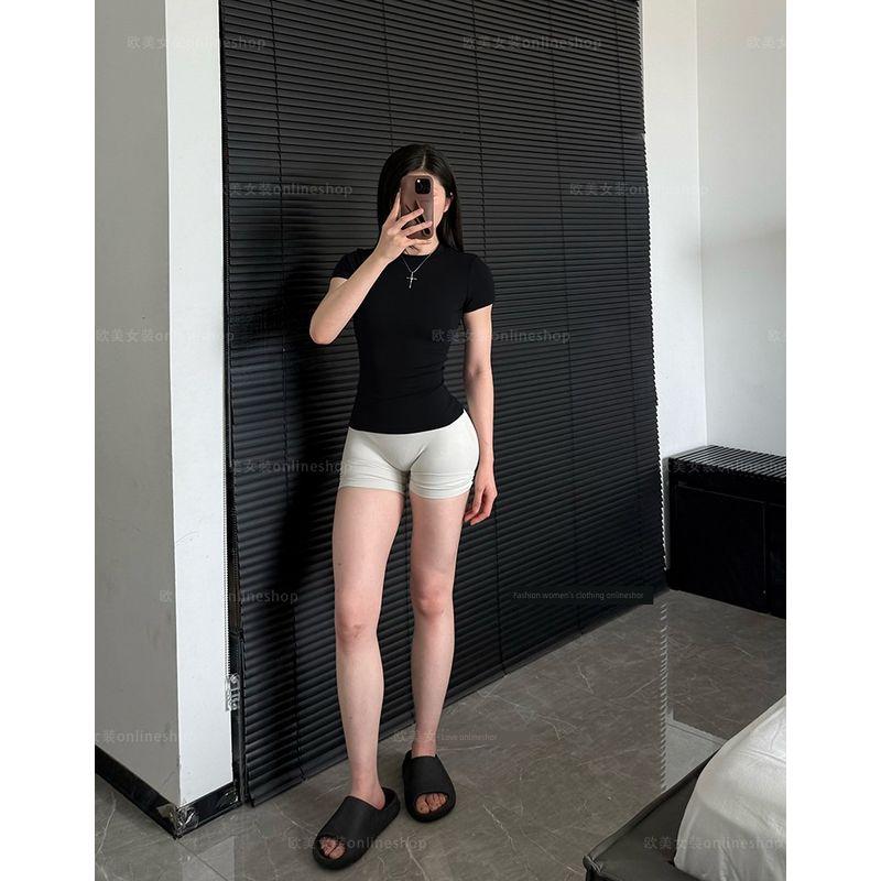 Hourglass Waist-Tight Waist Slimming Sports Top Tight Shaping Yoga Clothes Women Running Training Short sleeve T-shirt Workout Clothes