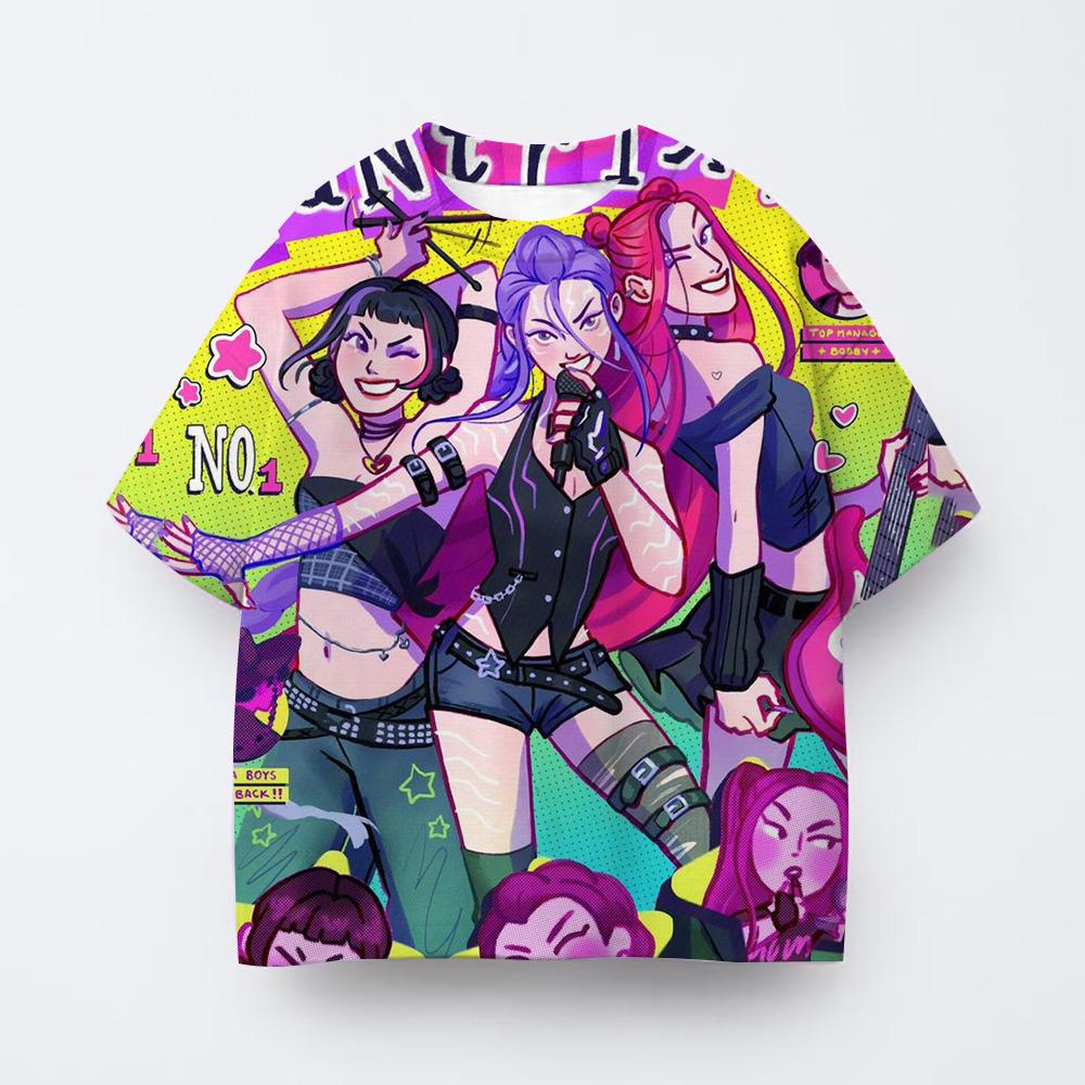 Dívčí K-popové tričko Demon Hunter s krátkým rukávem, anime dětské oblečení, značka Tiger, styl Harajuku, top tričko