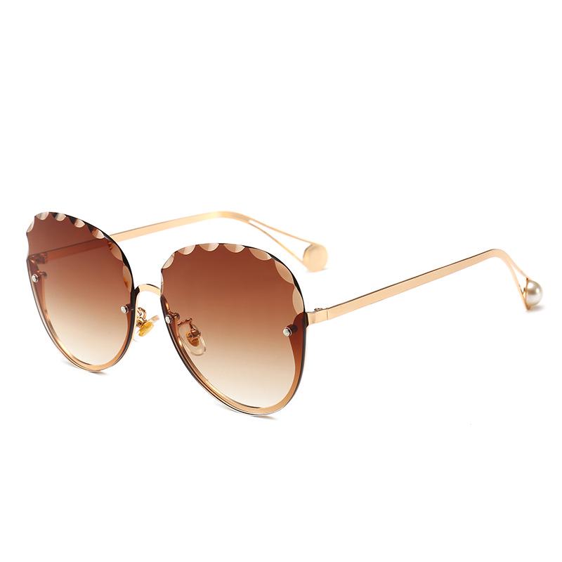 New European-American Trend Rimless Edge-Cut Large Frame Ladies Sunglasses 8913