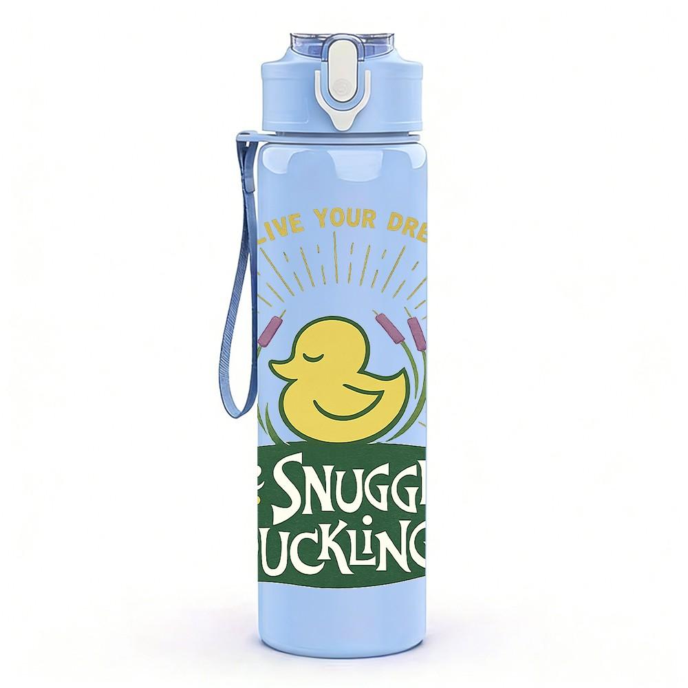 1PC The Silliest Duckling Quote Print 750ml Color Plastic Sports Water Bottle Leakproof Flip Straw Lid Suitable for Sports Office Home Use
