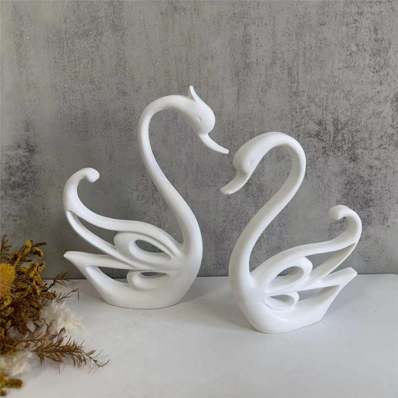AEE2-2PCS Swan Ornament Silicone Mould Epoxy Resin Mold Desktop Swan Decorative Ornament Mirror Silicone Mould Gypsum Mold