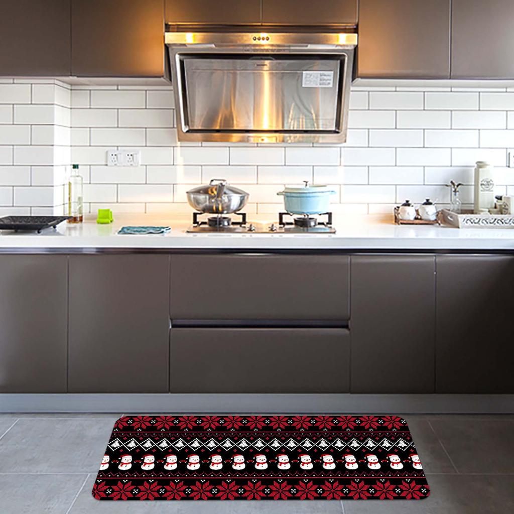 Christmas Kitchen Anti-slip Mat Carpet Flannel Doormat