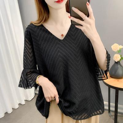 Sommer neues süßes super feenhaftes Chiffon V-Ausschnitt Bluse Damen
