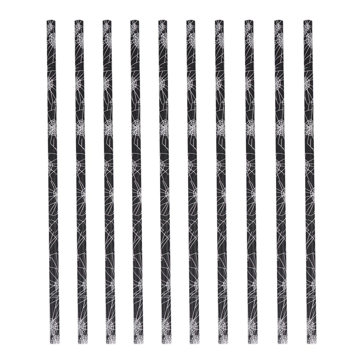 50Pcs Halloween Bat Paper Straws Eco Friendly Thick Drinking Straws Novelty Party Straw Decor Disposable for Kids Festival