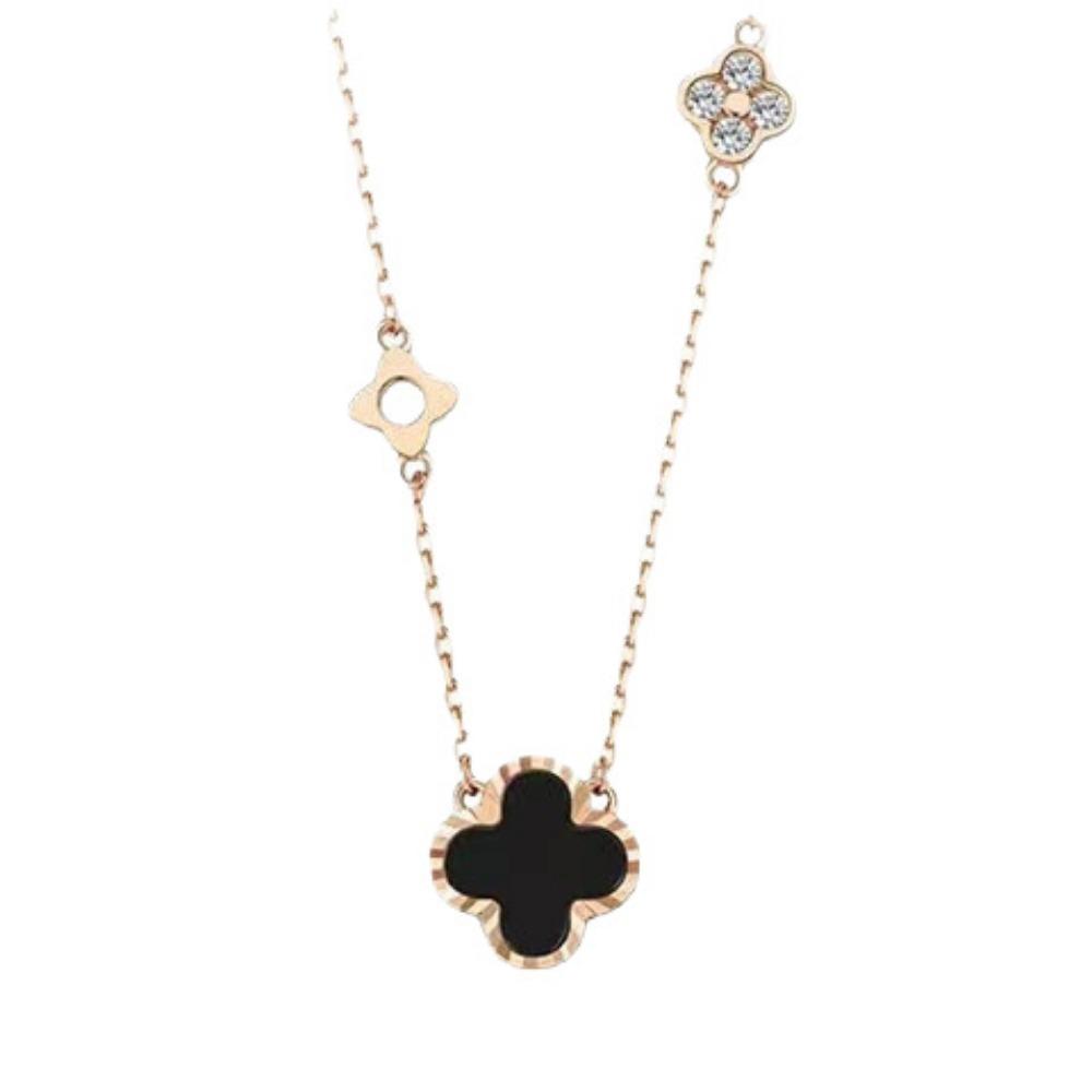 

Four-leaf Clover Necklace Agate Clavicle Chain Women s Luxury Birthday Gift Qixi Festival Gift for Girlfriend Pure silver