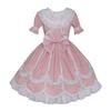 Fashion Women Vintage Gothic Bow Lace Flounce Long Sleeve Patchwork Dress