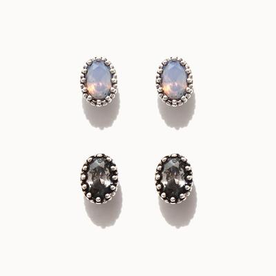 J.Lauren 01M02292 Opal Cubic Antique Silver Earrings