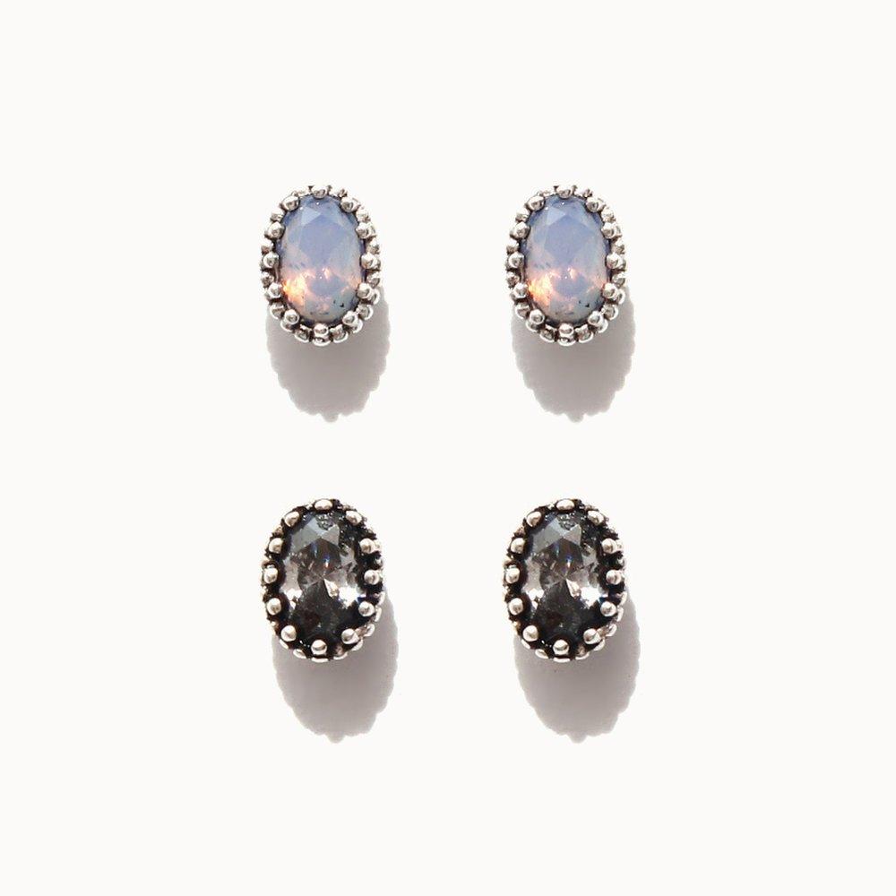 J.Lauren 01M02292 Opal Cubic Antique Silver Earrings