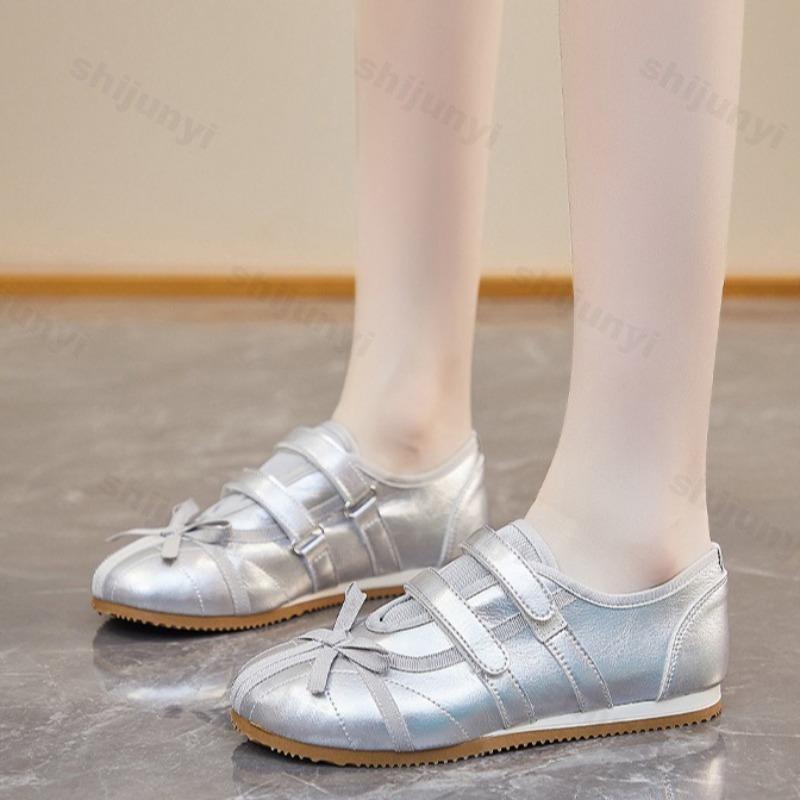 Mode 2025 Frühling Neue Elegante Schleifen Design Flachmündige Lässige Einzelne Schuhe für Damen Bequeme Atmungsaktive Low-Top Flache Sneakers