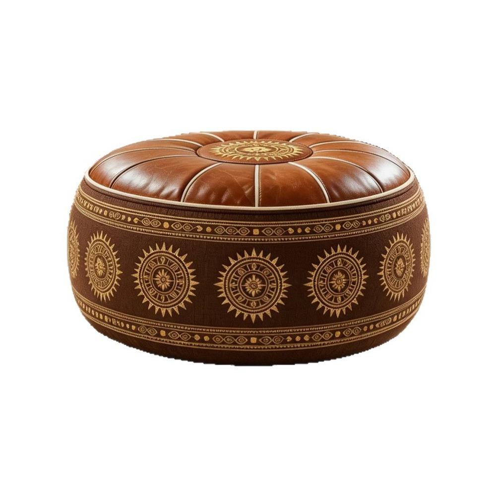 Fillable Round Ottoman Stool Vintage Style Storage Ottoman Pouf Footstool Cover Entryway Seating