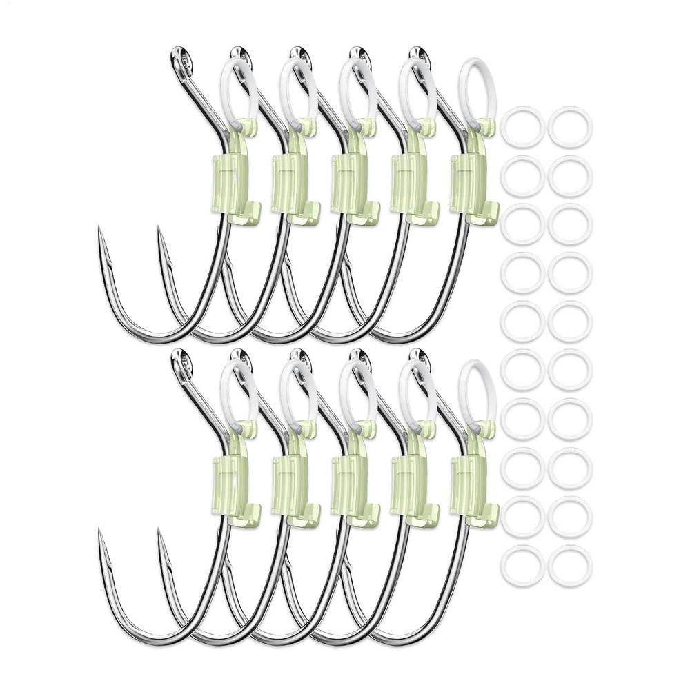 

10 шт. Крючки Инструмент для рыбы Светящиеся Приманки для живой креветки Крючки Завязанные Хорошие Прочные Высокопрочные Морские рыболовные крючки Рыболовные аксессуары