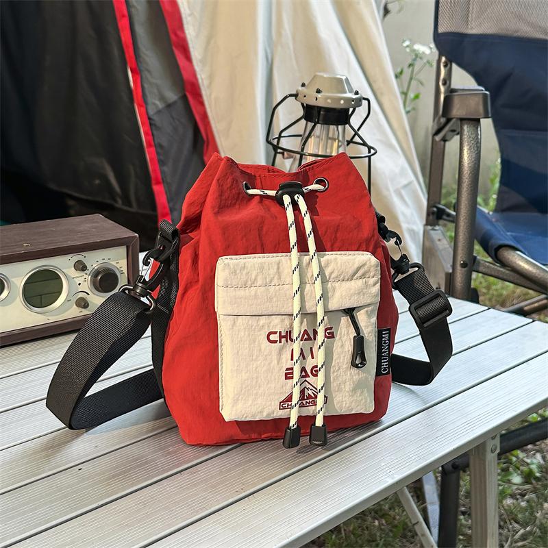 Shoulder Bag Unisex Drawstring Beveled Mobile Phone Bag Outdoor Messenger Bag