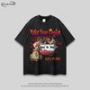 Unisex Vintage Washed Cotton Graphic Tee Loose Fit Crew Neck Streetwear Casual Top