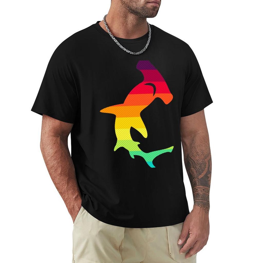 Regenbogen Hammerhai T-Shirt Übergröße Komfort Passform T-Shirt