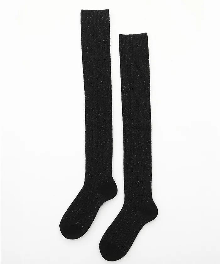 Popcorn thigh socks Black