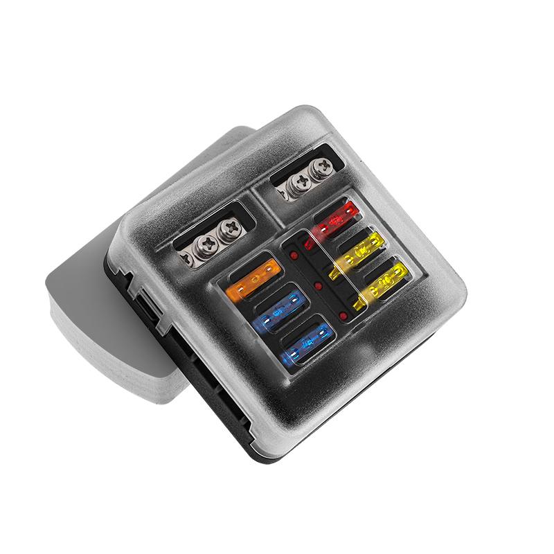 6 Way Fuse Box Holder With Blade Fuse Holder Block & Warning Indicator Car Boat Blade Fuse Box 12V 24V