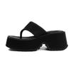 2025 Summer New Thick-soled Muffin Shoes Waterproof Table Super High Heel Black Wedge Heel Clip-on Flip-flops High-heeled Sandals