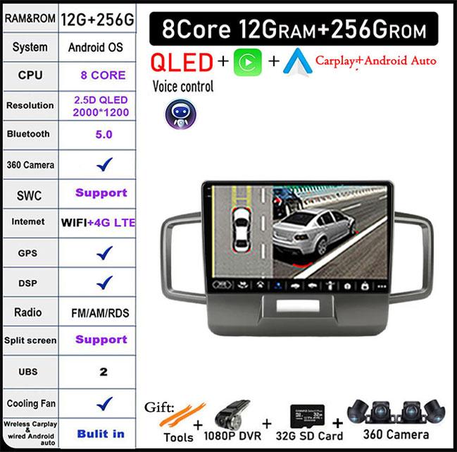 9 lnch For Honda Freed 1 2008-2016 Android 14 QLED/Screen Car Radio Multimedia Video Players CarPlay Carplay