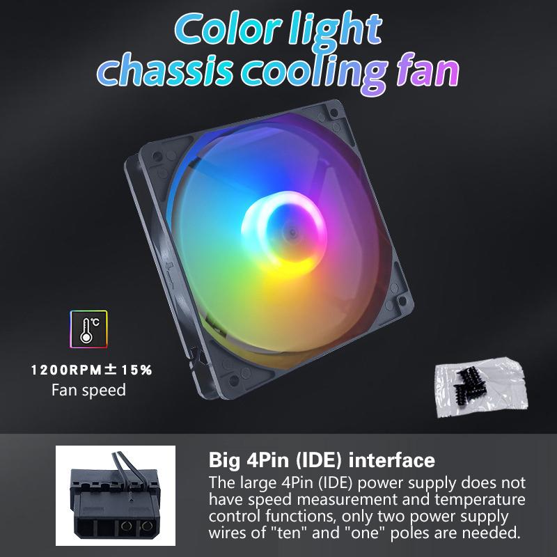 120Mm Pc Case Fan 12V Big 4P 1200Rpm Rgb Desktop Computer Heat Dissipation Colorful Luminous 12Cm Chassis Ventilador