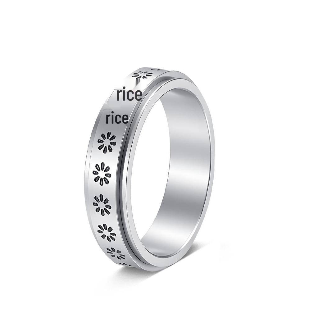 Stainless Steel Rotating Decompression Flower Ring for Couples: Hand Jewelry for Men and Women