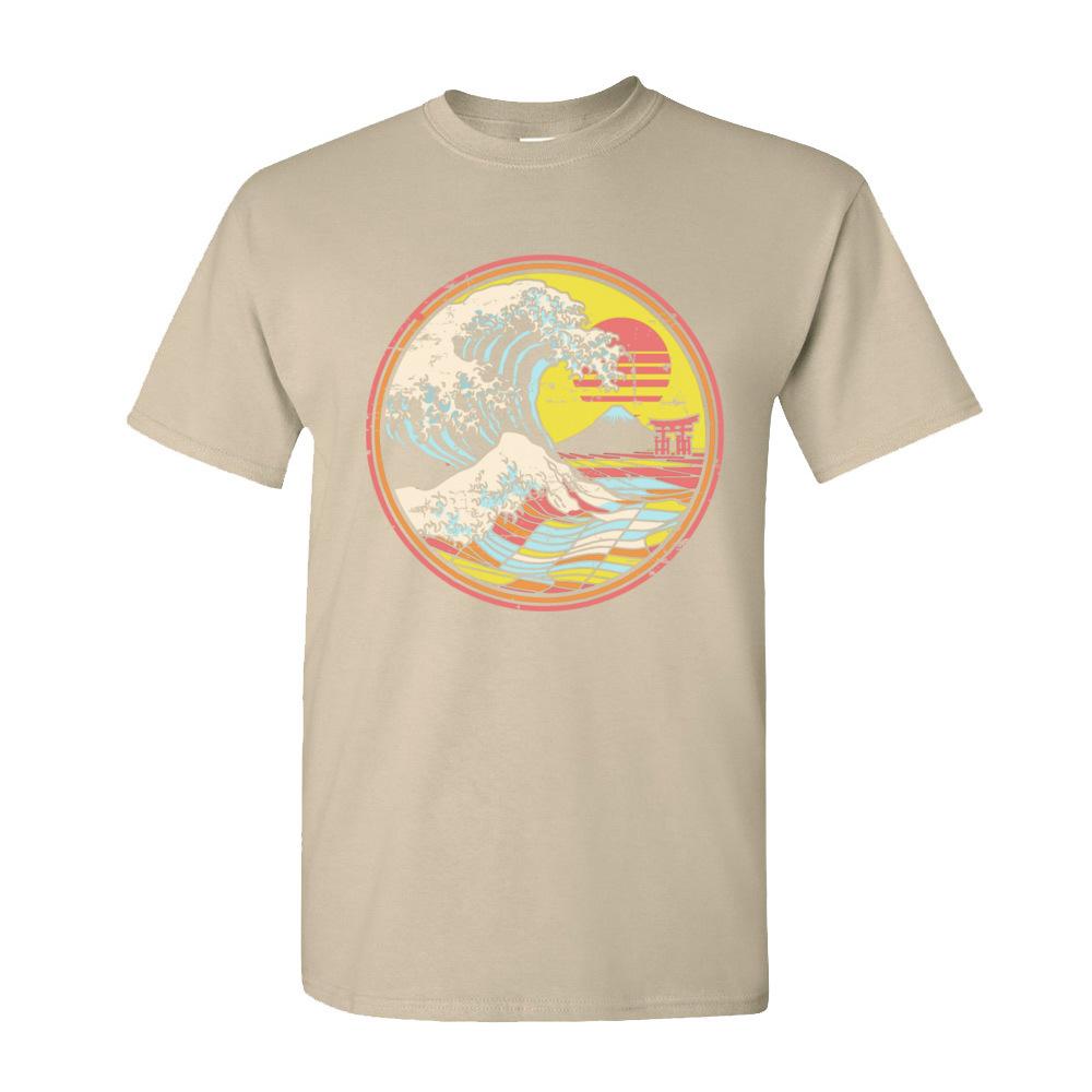 Hip Hop Man TShirts Great Retro Circle Wave Kanagawa Summer Autumn Tops T Shirt New Arrival Crewneck 100 Cotton TShirt