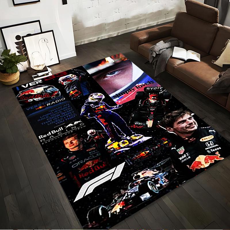 F1 Racing Theme Collage Rug" Non-slip Rug Suitable for Living Room and Bedroom Sofas.