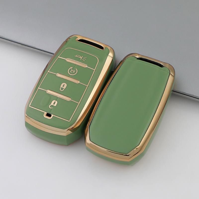 Pouzdro na klíč Jeep & Dodge se zlatým okrajem pro Compass, Cherokee, Renegade, Grand Cherokee