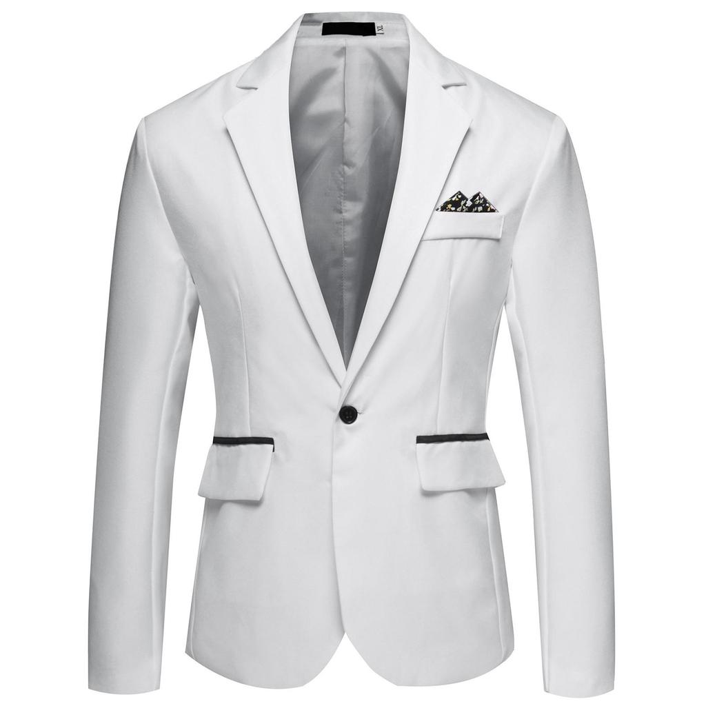 Men's Casual Business Wedding Long Sleeve Buttons Slim Fit Suit Coat Jacket