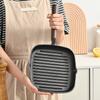 Sartén de Hierro Fundido para Bistec Mango de Madera Olla para Freír Bistec Sartén Antiadherente Premium Interior