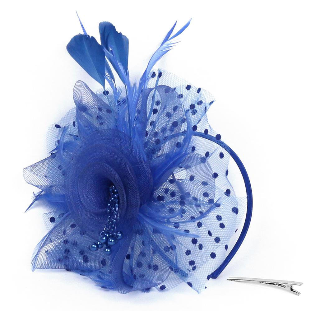 Wedding Fascinator Hat Cocktail Tea Party Headband Feather Headpiece & Gloves Set  for Women Girls