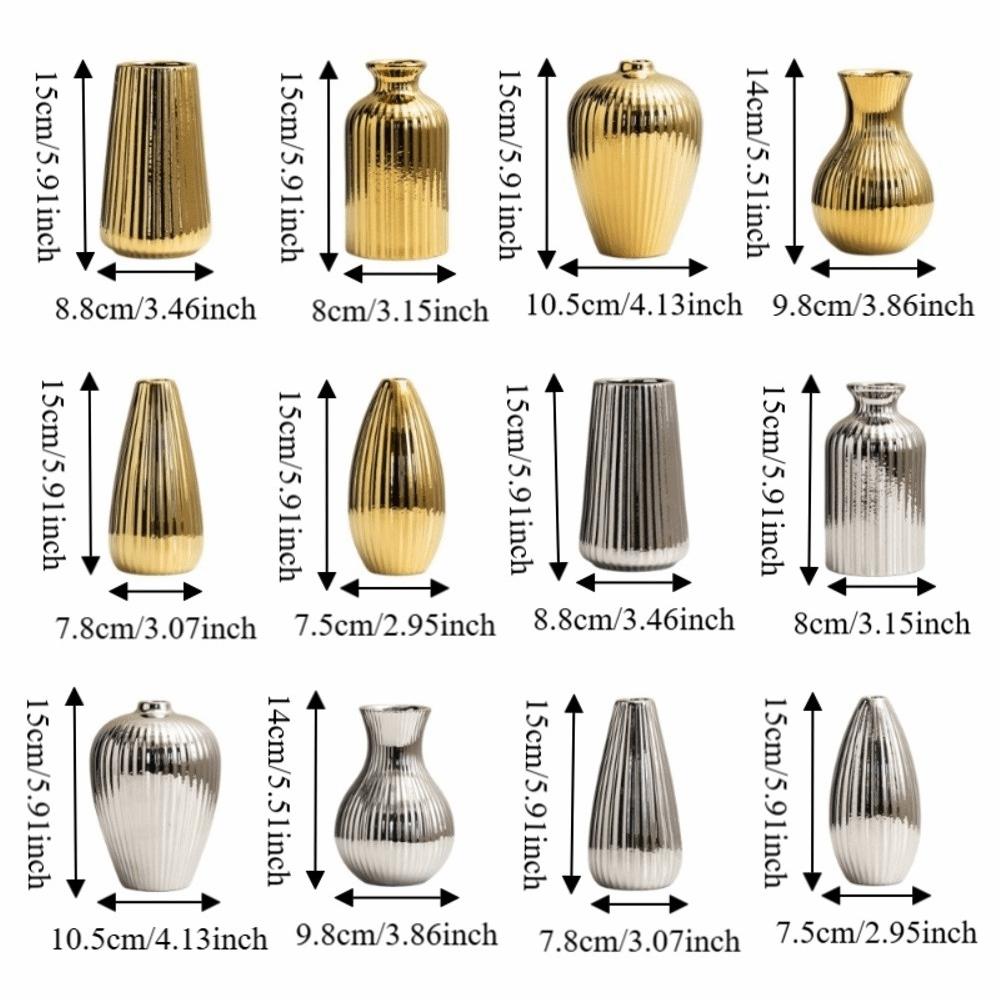 Decorative Flowerpot Floral Arrangement Tabletop Decor Ceramic Electroplated Vase  Living Room