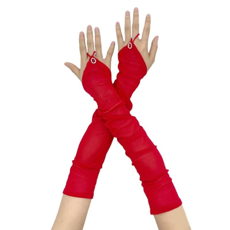 Long Fingerless Tulle Mesh Gloves for Women Elegant Bridal Sheer Arm Sleeves for Operas and Cosplay Theme Party 1920s