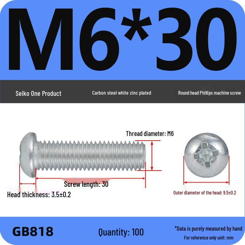 4.8 Grade Galvanized Phillips Round Head Screw (M2-M8)