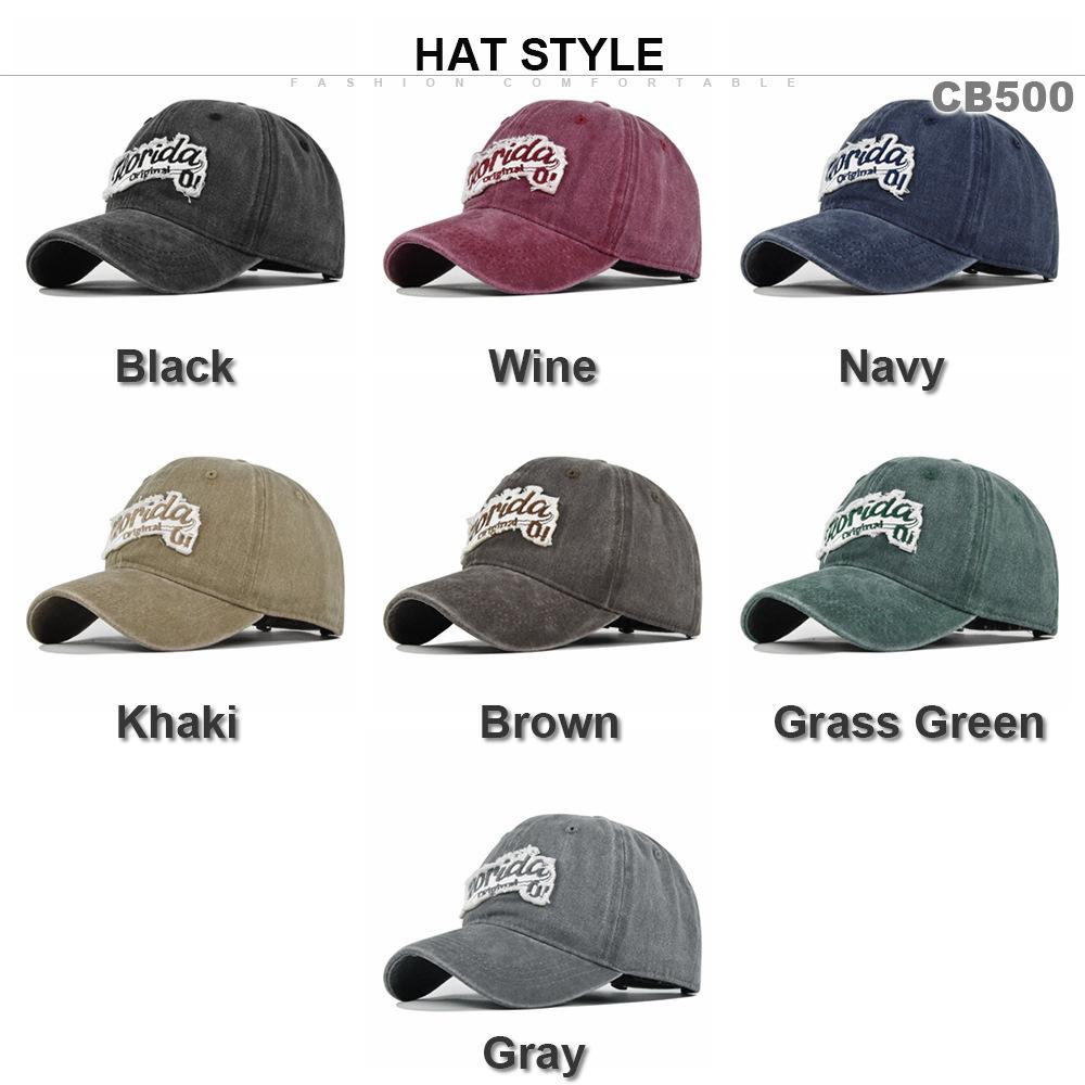 Retrostereo F'lorida Embroidered Baseball Cap Patch Distressedstereoembroider Peaked Cap Sunshade