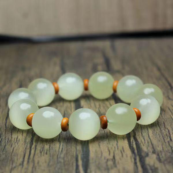 

Afghan Jade Round Bead Bracelet - Unisex Qingbai Style