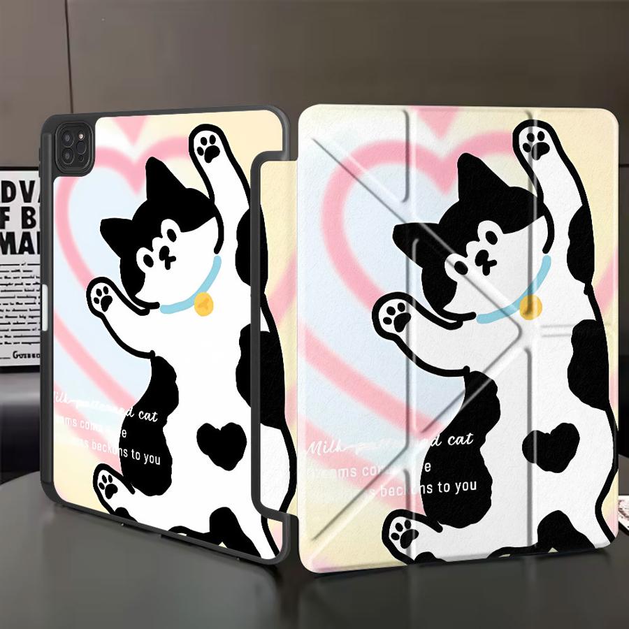 

Черный Чехол-Кот Корова для Планшета iPad Air 4 5 M3 M2 1 2 M4 11 дюймов Mini 6 7 Pro 2025 Pro 11-го 10-го 9-го 8-го 7-го 12.9 дюймов Чехол-Подставка iPad Mini 7 8.3