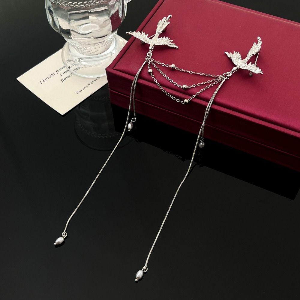 Corsage Ornaments Phoenix Tassel Brooch Pearl Chinese Style Brooch Pin Birds Badge Pin  Party