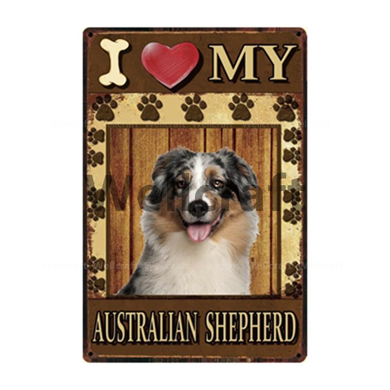 [ WellCraft ] I Love My Dog Border Collie Pug Labrador Metal Sign Tin Poster Home Decor Bar Wall Art Painting 20*30 CM Sizer  L6