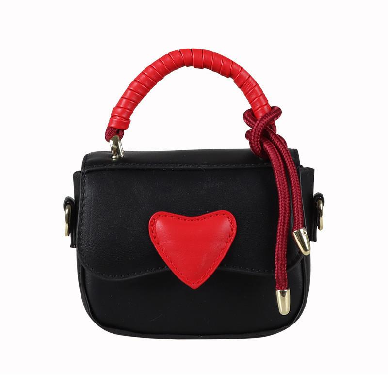 Trendy Mini Pu Handbag For Children Stylish Heart Design Cute Crossbody Bag
