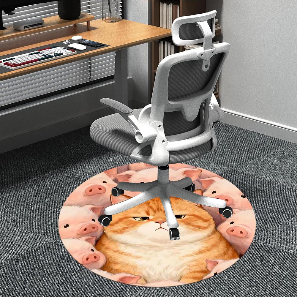 

1pc Cat Pigs Chair Carpet for Office, Non-slip, Soft and Durable Office Rug for Interior Decoration, Perfect for Office yy260313085 80cm by 80cm