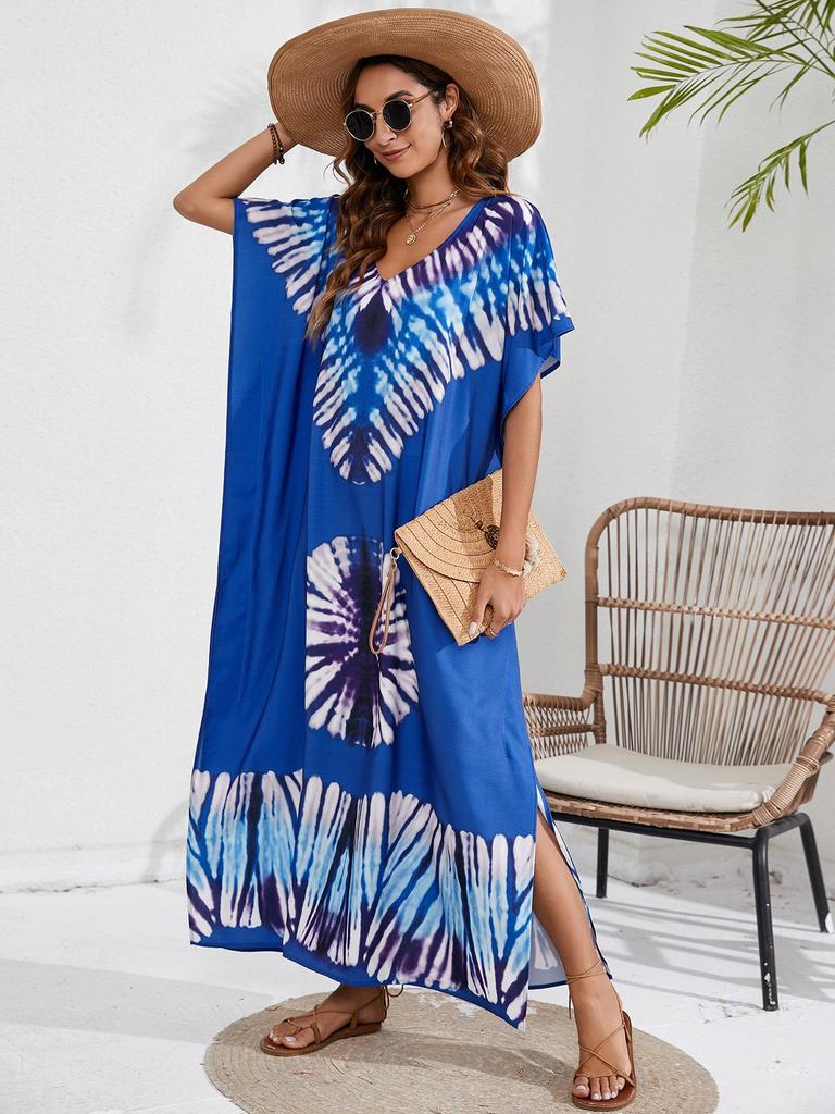 44-Farben Europäischer & Amerikanischer Druck Strandüberwurfkleid - Urlaubs-Bikini Sonnenschutz Oberbekleidung