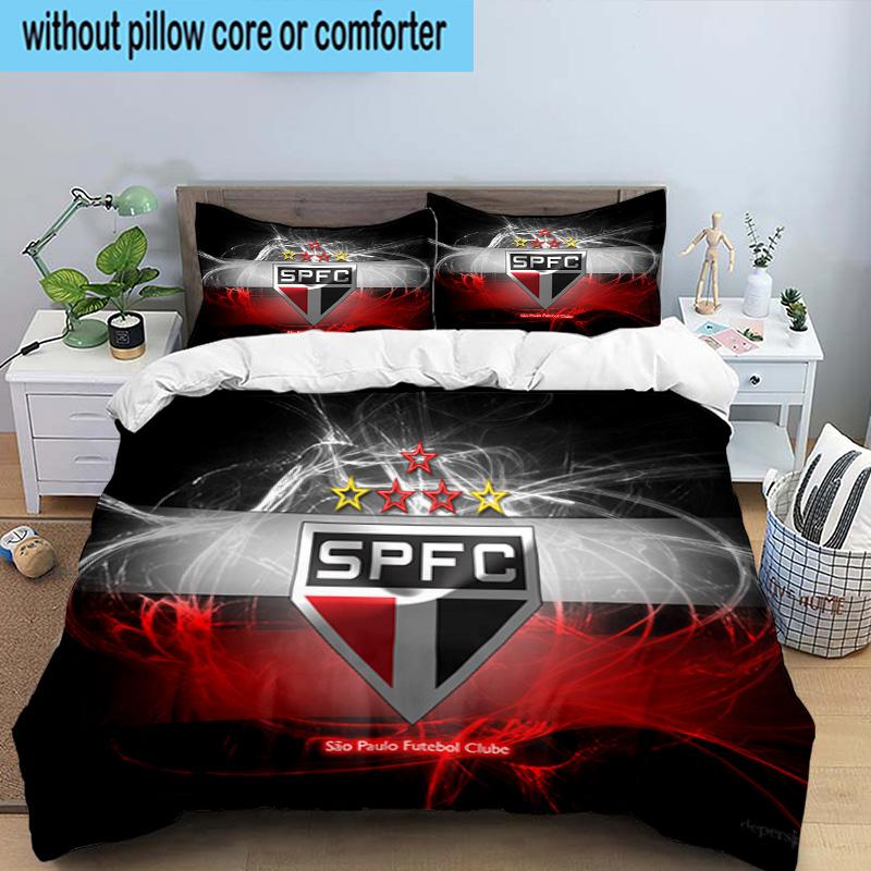 3PCS Sao Paulo Fc Crest Printed Bedding Set, Includes A Duvet Cover and Two Pillowcases for Bedroom, Suitable for All Seasons