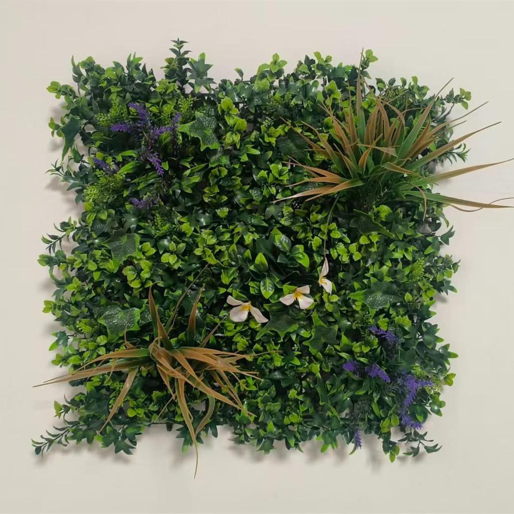 50×50cm Artificial Green Plant Wall - Plastic Vertical Garden, Fake Flower Wall, Synthetic Turf Background
