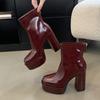 Fashion Liyke Runway Catwalk Platform Boots For Woman Fashion Zip Square Toe Chunky High Heels Sexy Party Strip Pole Dance Shoes Booties