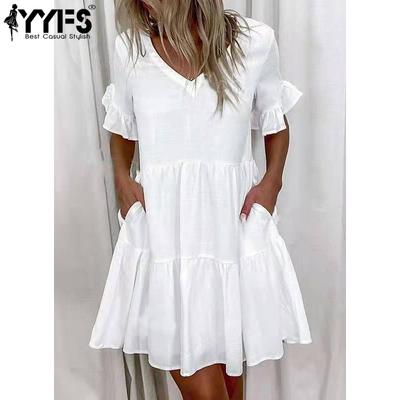 Women's Fashion Summer Spring Short Sleeve V-Neck Casual Dresses