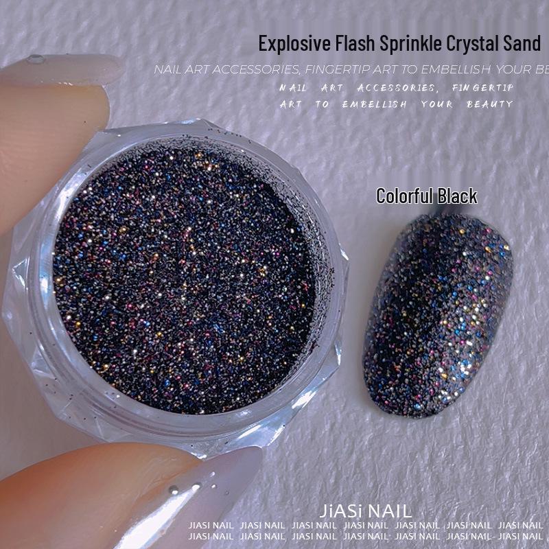 Noble Starlight Black Velvet Glitter Nail Art Decoration радужный черный