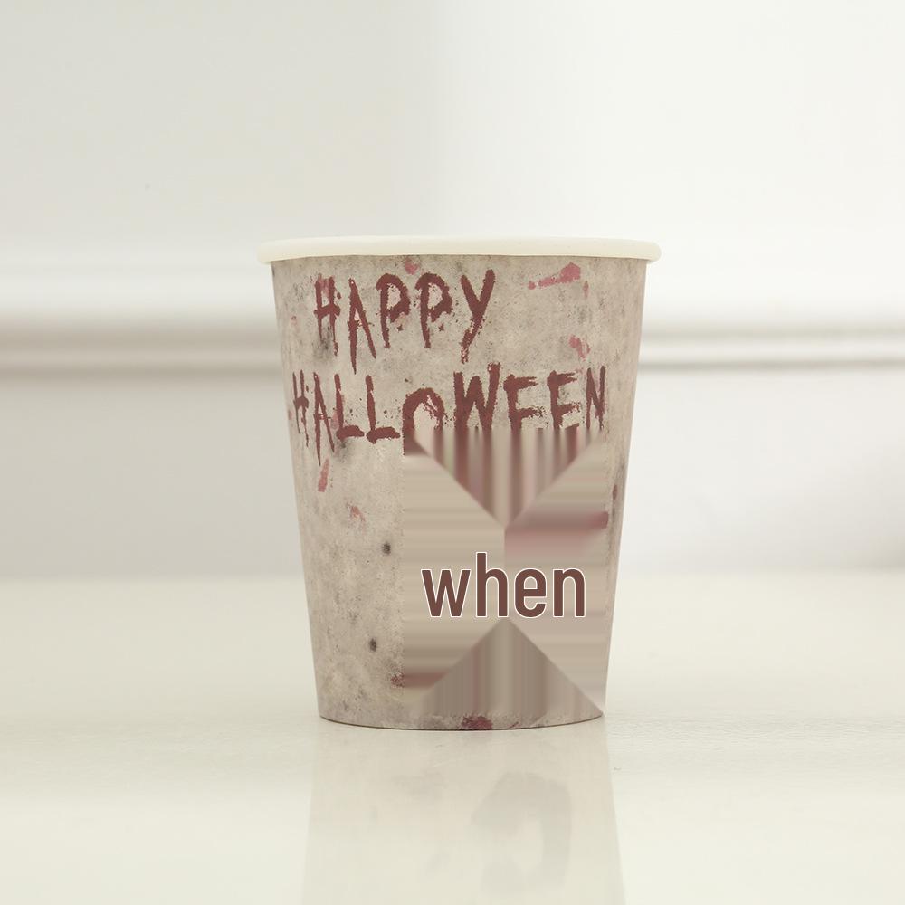 Creative Bloody Handprint Halloween Party Tableware Set: Disposable Horror-Themed Cups and Plates, In Stock.