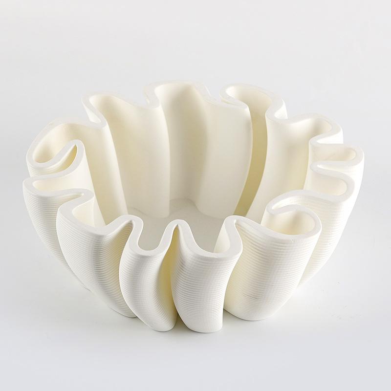 Resin Handicrafts Geometric Striped Wrinkled Fruit Plate Desktop Storage Container Tray Home Decoration Accessories